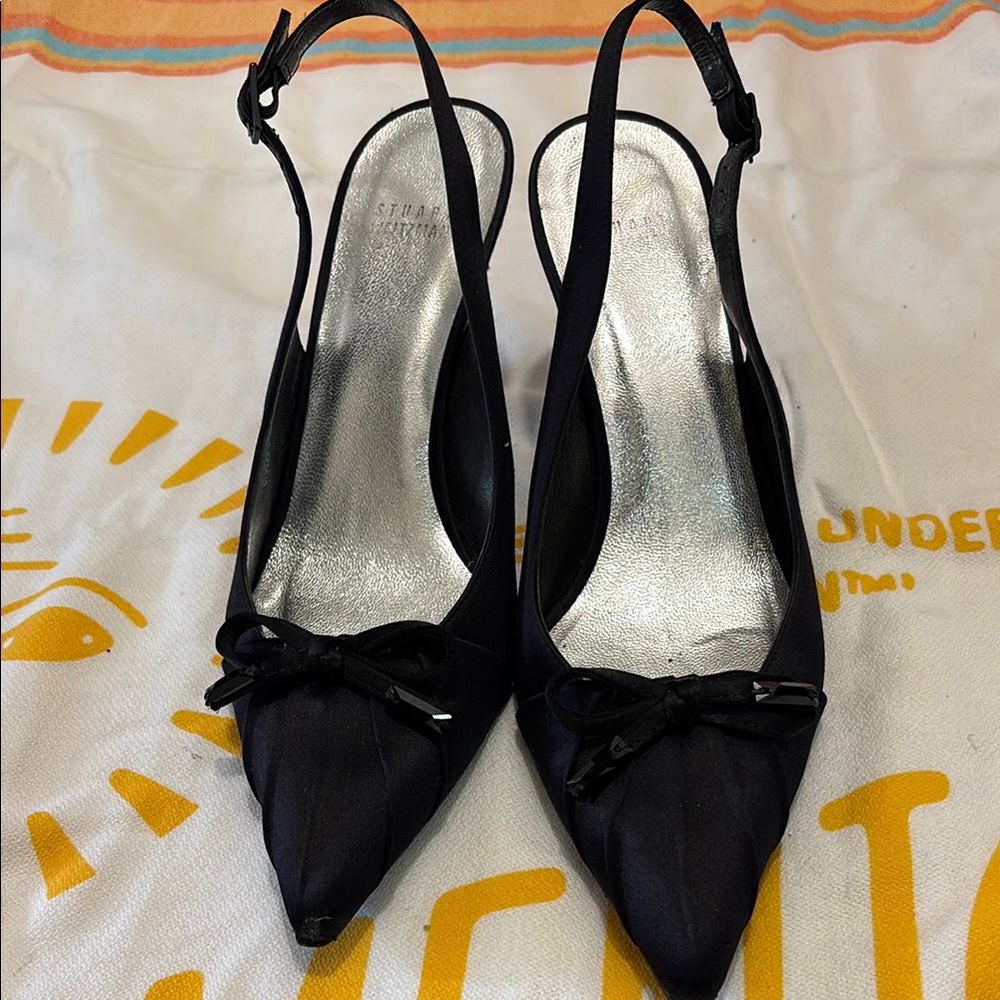 Stuart Weitzman Black Heels Sleek Slingback Design